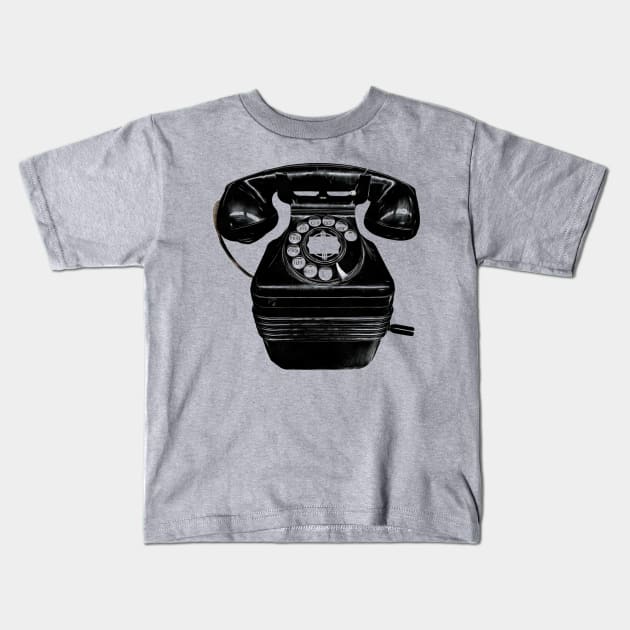 Vintage Telephone Kids T-Shirt by DogfordStudios